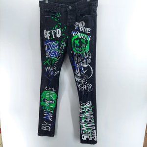 GFTD LA Mens black Denim Jeans distressed size 32